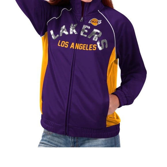 Womens G-III 4Her Carl Banks Purple/Gold LA Lakers Full-Zip Track Jacket Sz S - Picture 5 of 6